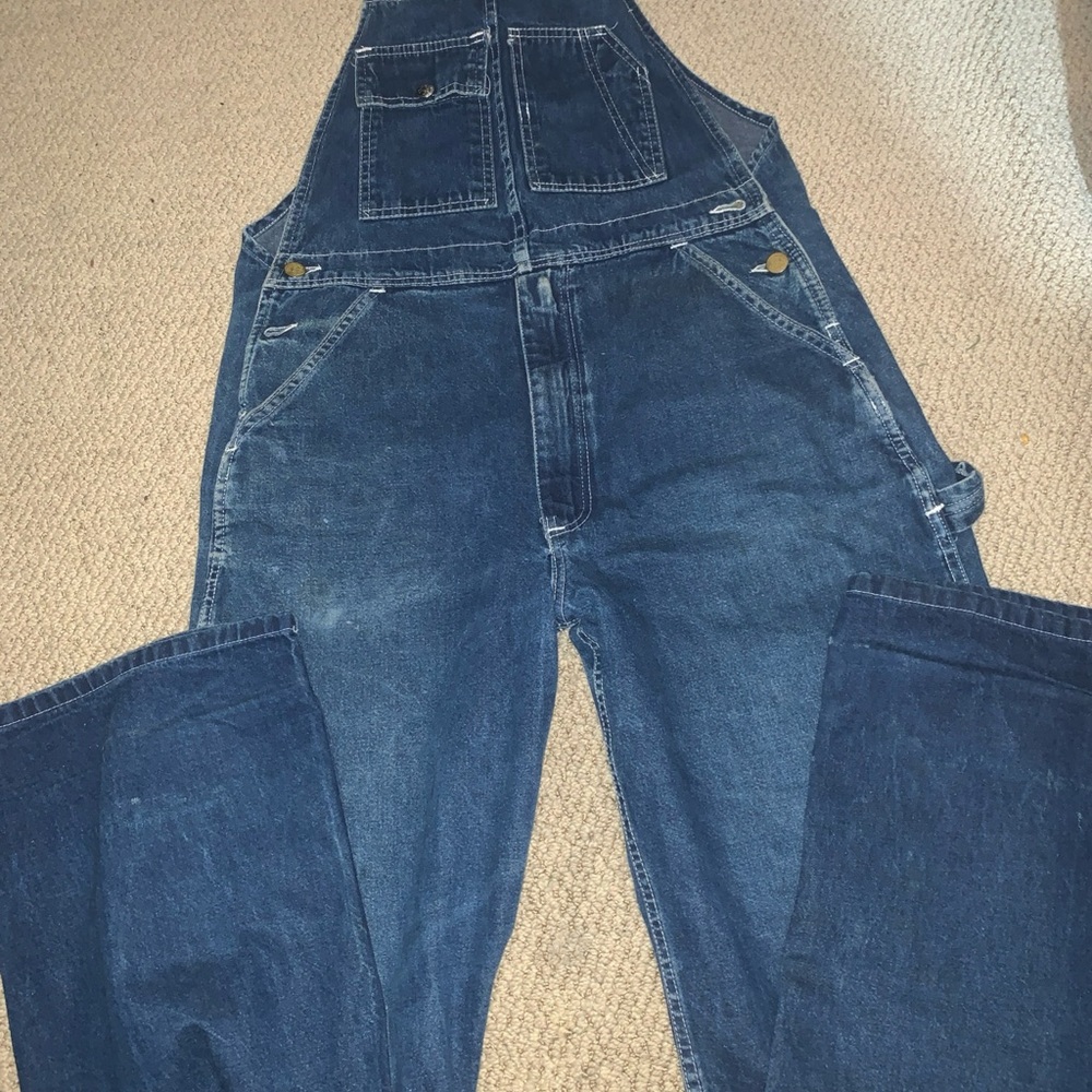 Vintage denim carters overalls. Indigo blue with branded buttons 34/31
